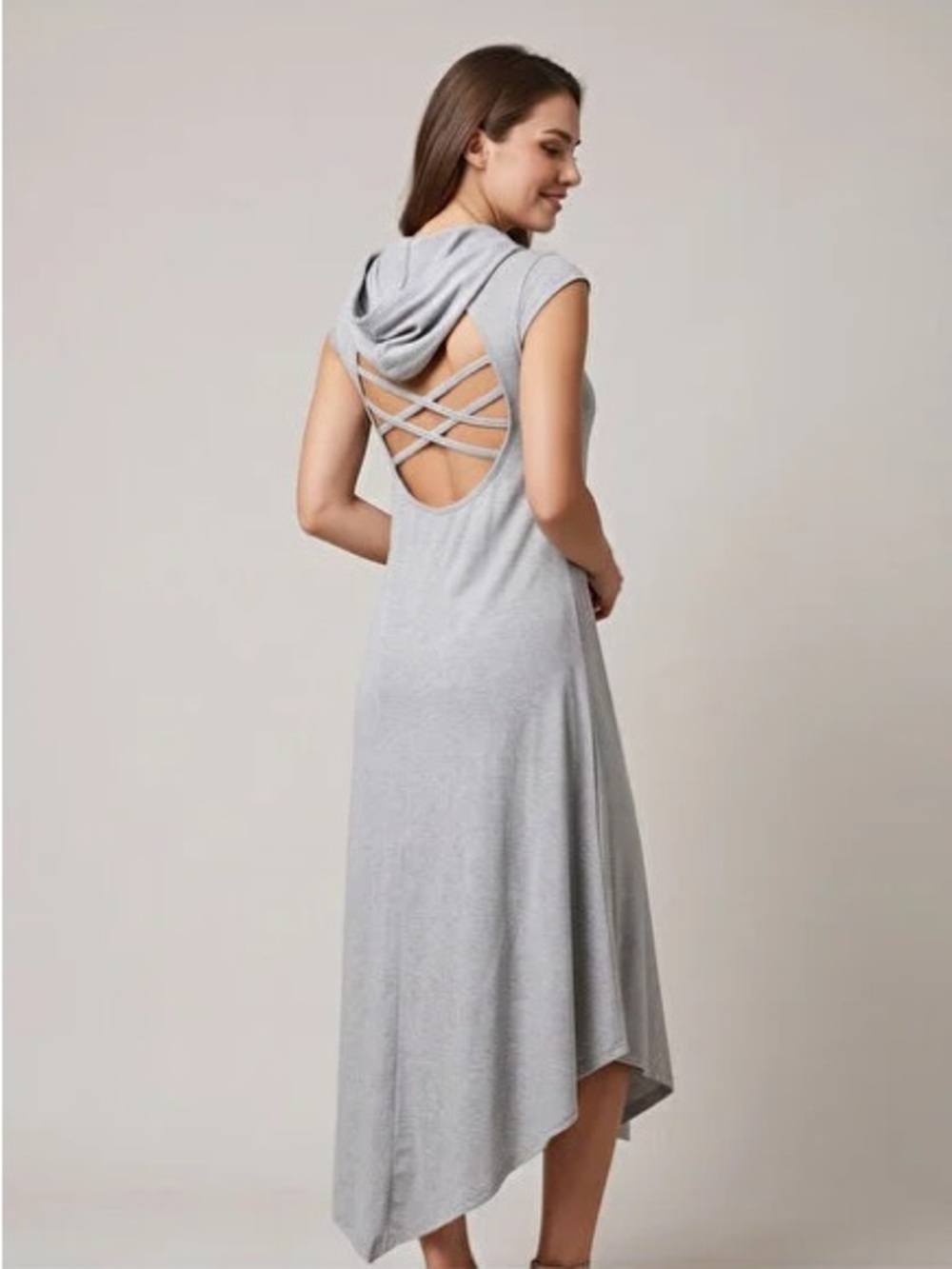 Open Back Hooded Dress